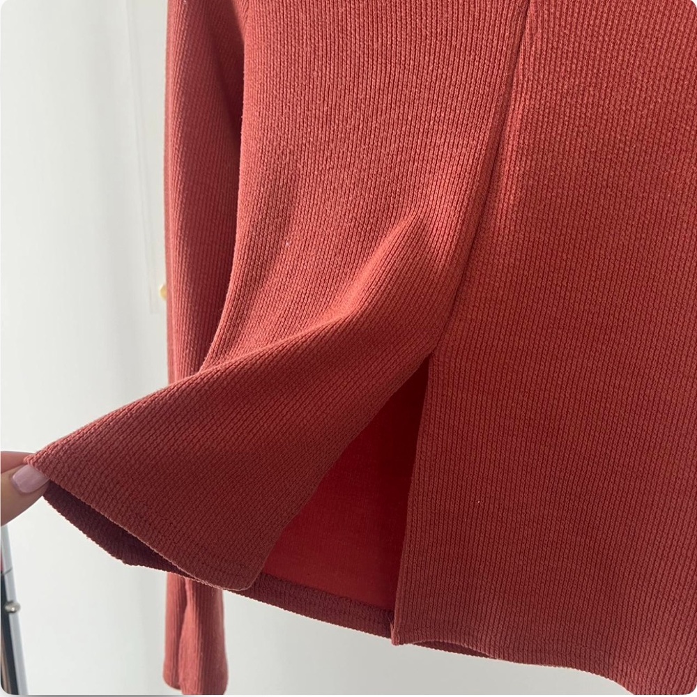 Bershka Rust V-Neck Ribbed Top - Picture 2 of 3